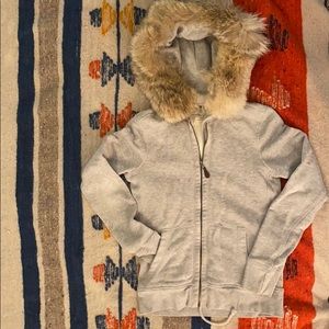 J. Crew hoodie with real rabbit fur hood lining